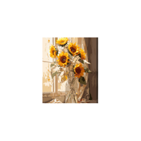 KIT PAINT BY NUMBERS CON BASTIDOR RESPLANDOR DE GIRASOLES 40X50
